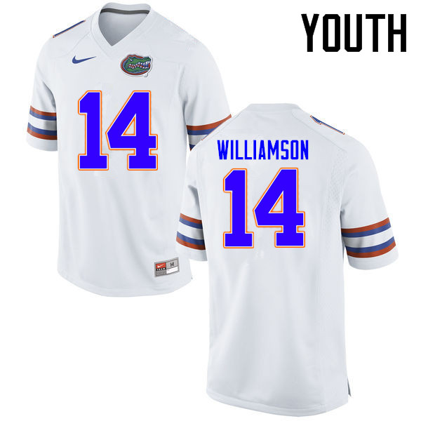 Youth Florida Gators #14 Chris Williamson College Football Jerseys Sale-White